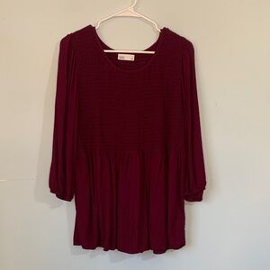 Croft & Barrow - Burgundy Smocked Blouse
